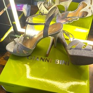 Steve Madden Heleena heels. Silver. 8 1/2. Worn once.